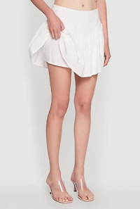 Womens Trendy High Waisted Mini Skater Skirt, White, Size M