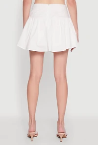 Womens Trendy High Waisted Mini Skater Skirt, White, Size M