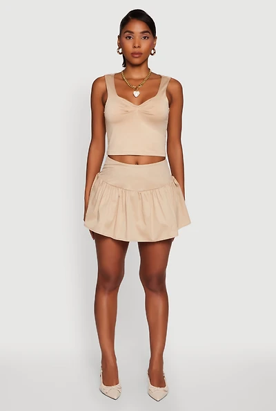 Womens Trendy High Waisted Mini Skater Skirt,