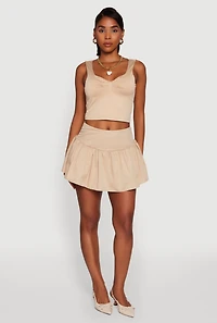 Trendy High Waisted Mini Skater Skirt