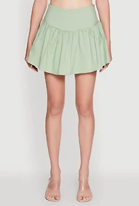 Womens Trendy High Waisted Mini Skater Skirt, Green, Size M