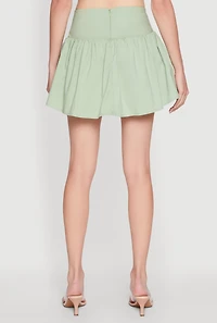 Womens Trendy High Waisted Mini Skater Skirt, Green, Size M