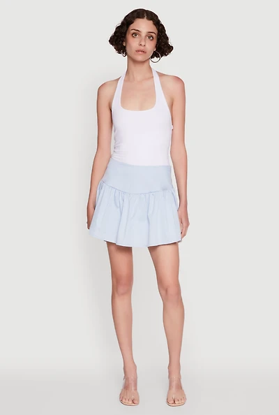 Womens Trendy High Waisted Mini Skater Skirt,