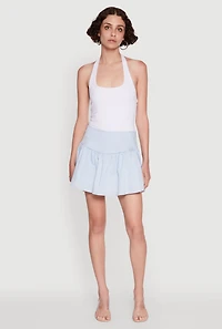 Trendy High Waisted Mini Skater Skirt
