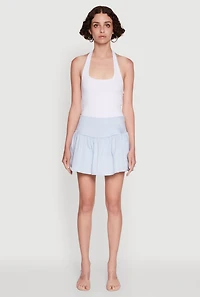 Womens Trendy High Waisted Mini Skater Skirt,