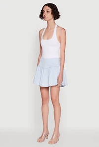 Womens Trendy High Waisted Mini Skater Skirt,
