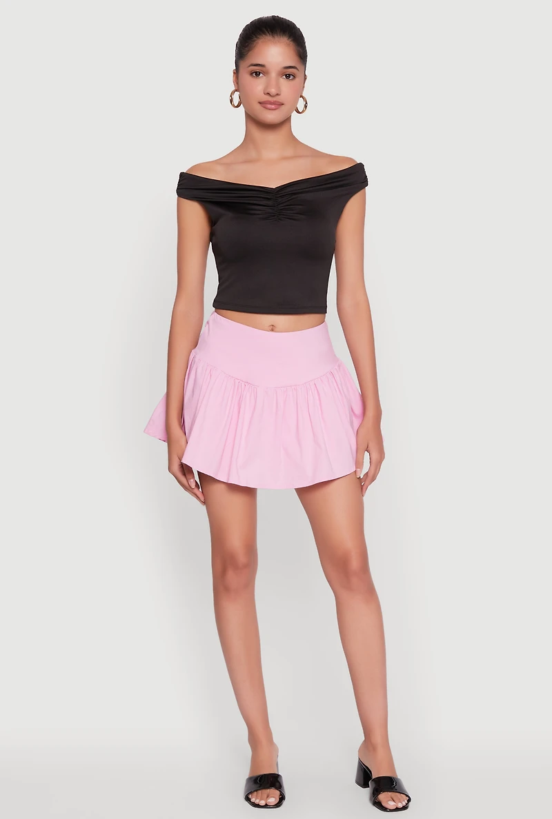 Trendy High Waisted Mini Skater Skirt