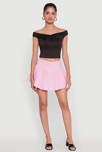 Trendy High Waisted Mini Skater Skirt