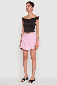 Trendy High Waisted Mini Skater Skirt