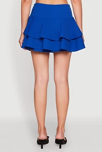 Womens Crepe Knit Mini Tiered Skort,