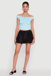 Trendy High Waisted Mini Bubble Hem Skort