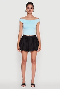 Trendy High Waisted Mini Bubble Hem Skort