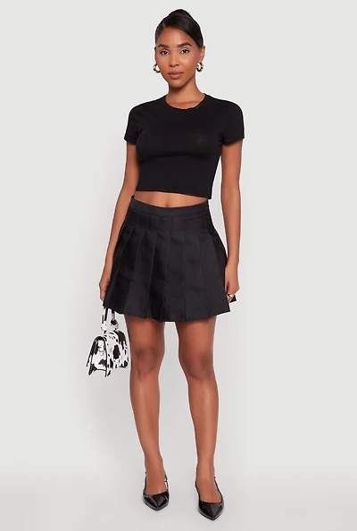 Womens Trendy High Waisted Pleated Skirt,