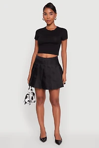 Womens Trendy High Waisted Pleated Skirt, Black, Size L