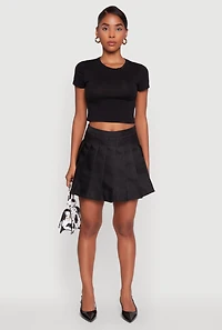 Womens Trendy High Waisted Pleated Skirt, Black, Size L