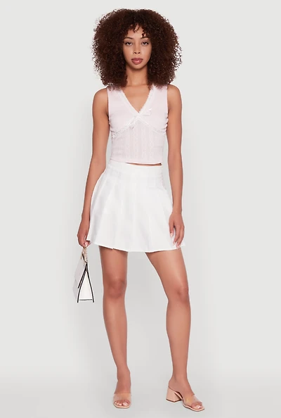 Womens Trendy High Waisted Pleated Skirt, White, Size XL
