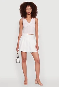 Womens Trendy High Waisted Pleated Skirt, White, Size XL