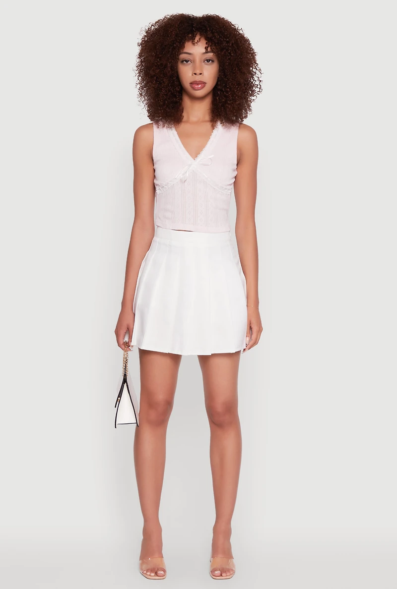 Womens Trendy High Waisted Pleated Skirt, White, Size XL