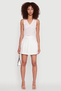 Womens Trendy High Waisted Pleated Skirt, White, Size XL