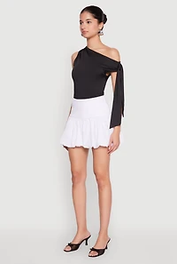 Womens High Waisted Mini Bubble Skirt, White, Size XL