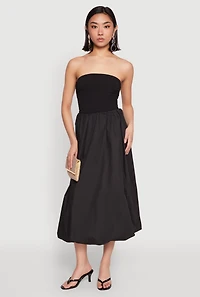 Womens Poplin Midi Bubble Skirt,
