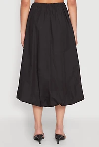 Womens Poplin Midi Bubble Skirt, Black, Size S