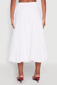 Womens Poplin Midi Bubble Skirt, White, Size S