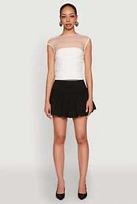 Womens Drop Waist Bubble Hem Skirt,