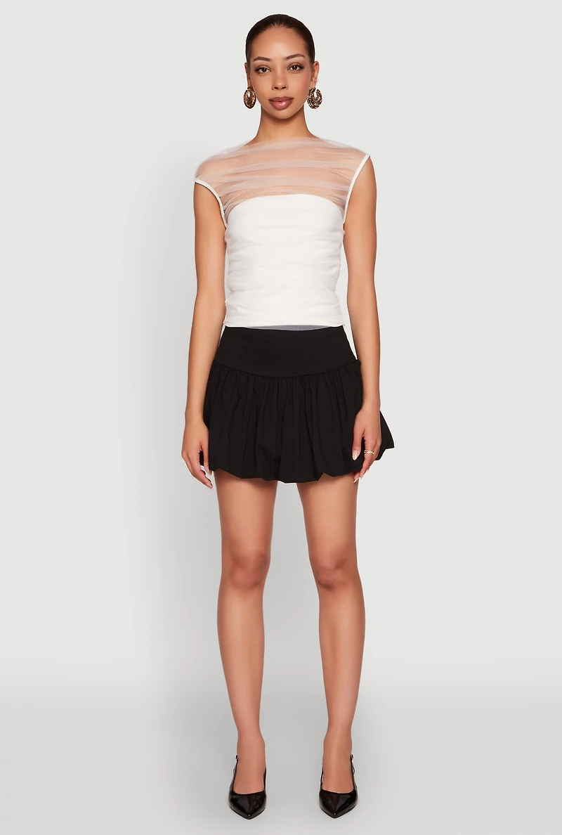 Womens Drop Waist Bubble Hem Skirt, Black, Size L