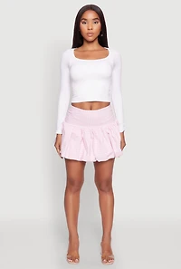 Womens Gingham Bubble Skirt, Pink,