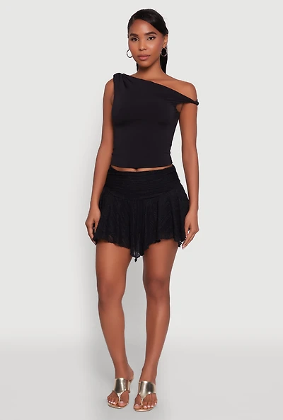 Womens Iris Floral Lace Ruched Mini Skort, S