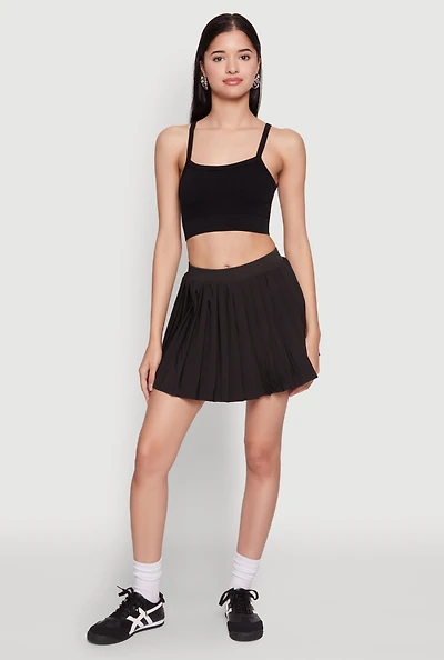 Womens Cell Phone Pocket Pleated Mini Skort,