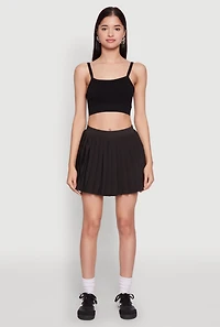 Womens Cell Phone Pocket Pleated Mini Skort,