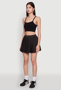 Womens Cell Phone Pocket Pleated Mini Skort,