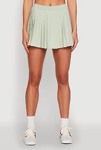 Womens Cell Phone Pocket Pleated Mini Skort, Green, Size M