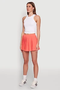 Cell Phone Pocket Pleated Mini Skort