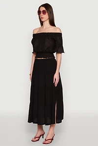 Side Slit Tiered Maxi Skirt