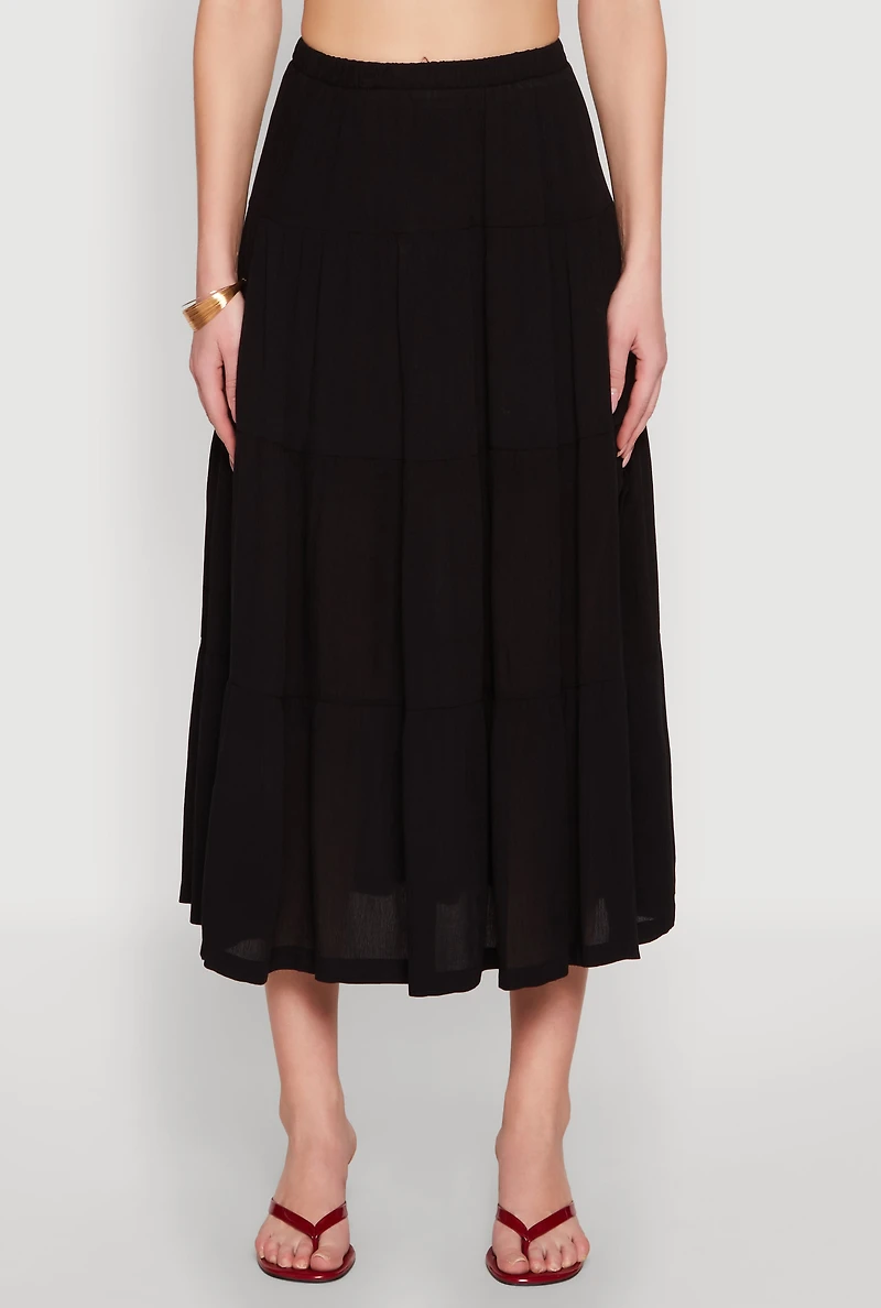 Side Slit Tiered Maxi Skirt