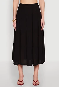 Side Slit Tiered Maxi Skirt