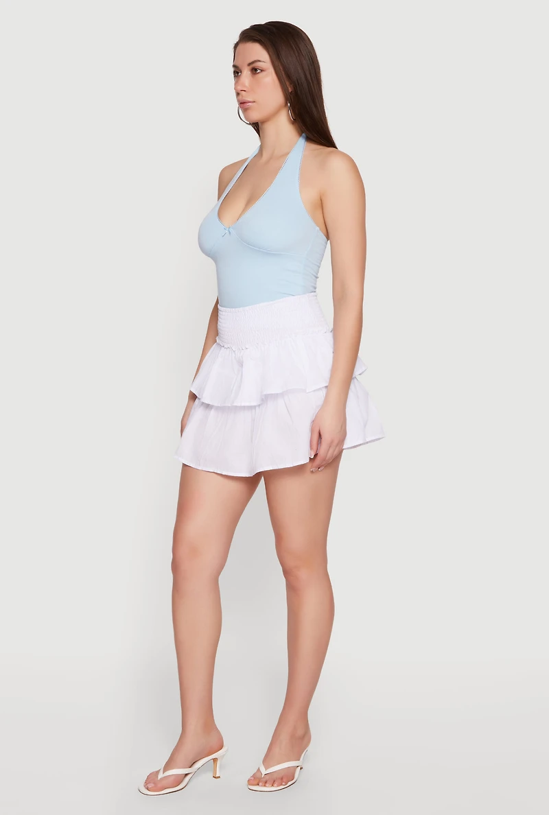 High Waisted Tiered Mini Skort