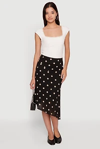 Polka Dot High Waisted Asymmetrical Skirt