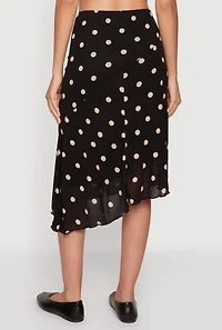 Polka Dot High Waisted Asymmetrical Skirt