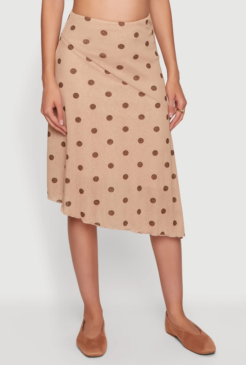Polka Dot High Waisted Asymmetrical Skirt