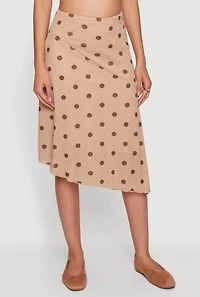 Polka Dot High Waisted Asymmetrical Skirt