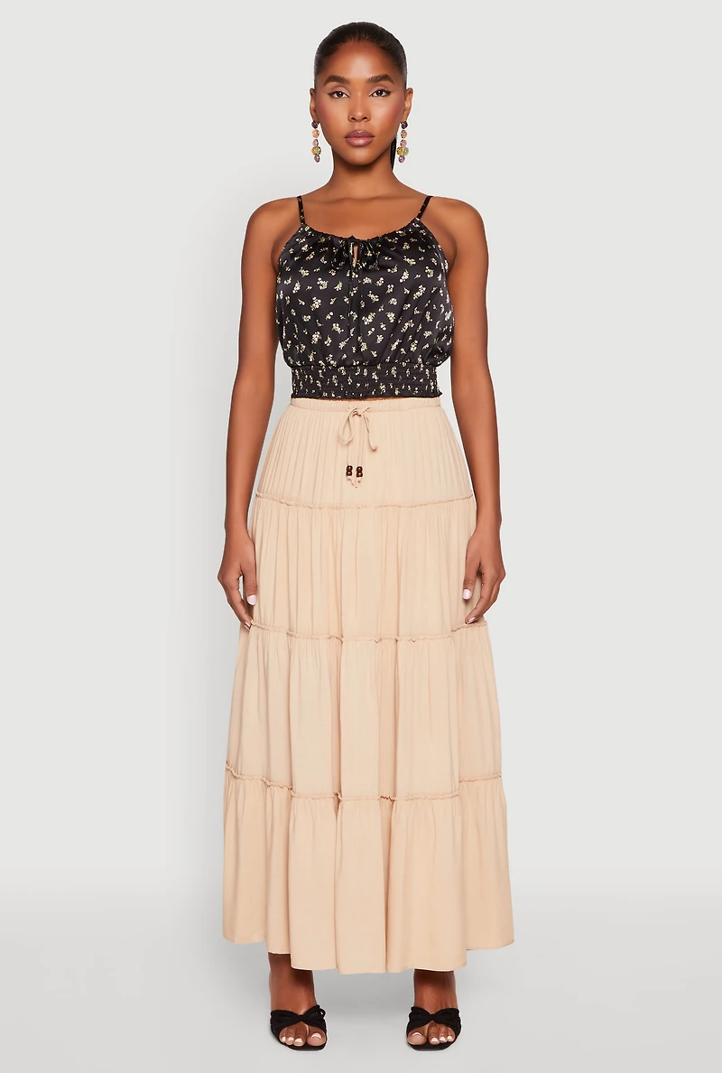 Womens Almost Famous Tiered Maxi Skirt, L