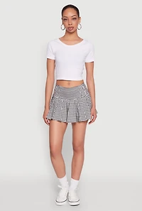 Womens Almost Famous Buckle Detail Gingham Pleated Skort, M