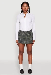 Womens Madden Girl Belted Pleated Mini Skirt, Green, Size S