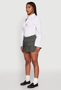 Womens Madden Girl Belted Pleated Mini Skirt, Green, Size S
