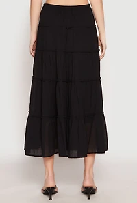Womens Almost Famous Tiered Skirt, Black, Size M