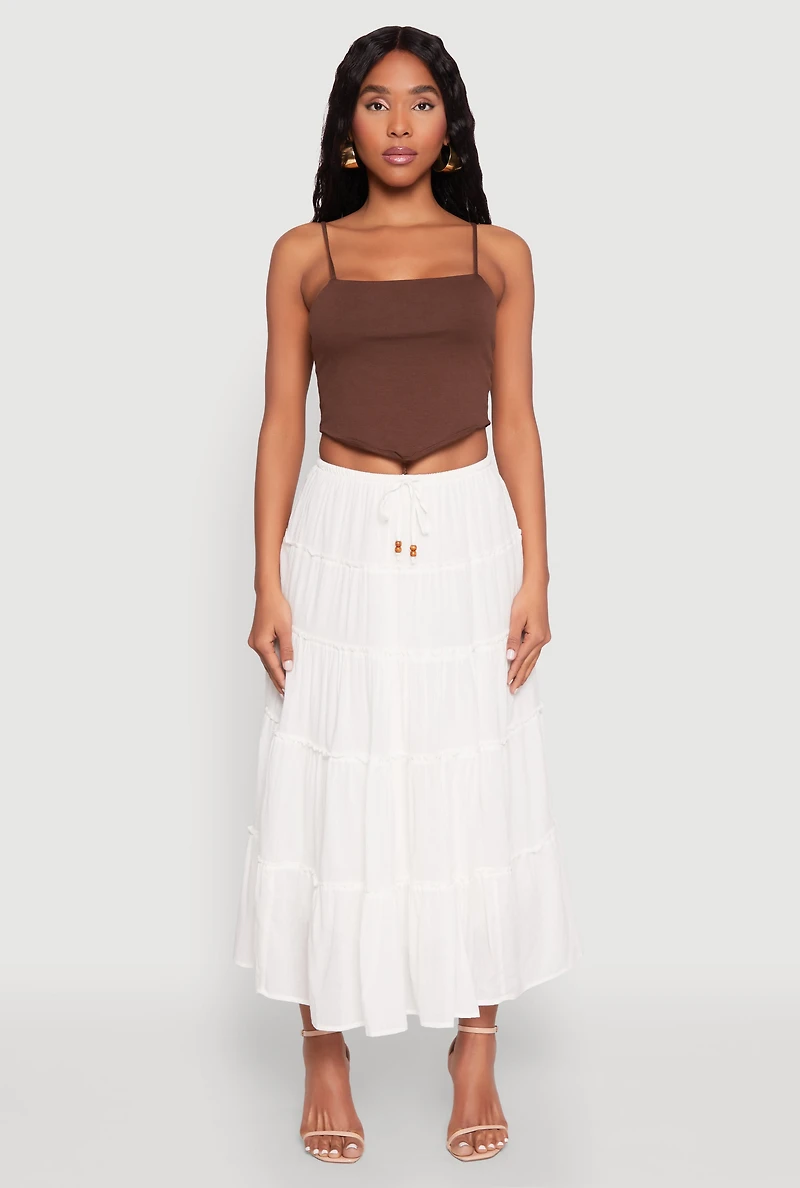 Womens Almost Famous Tiered Skirt, White, Size M
